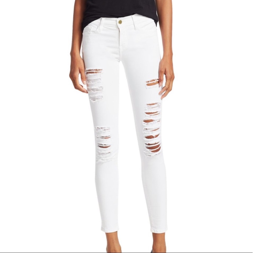 FRAME Denim Le Skinny de Jeanne in White